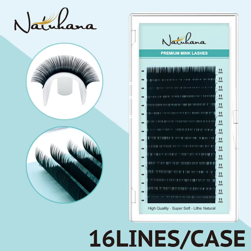 Eyelash Extension Korea Natural - NATUHANA Korea PBT 16 rzędów B