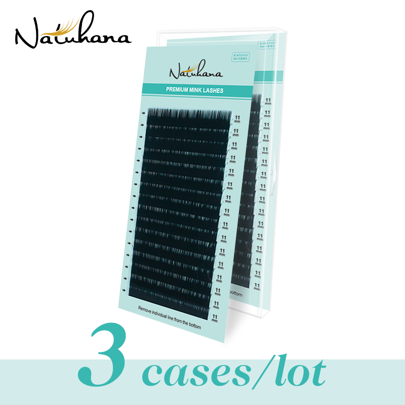 Eyelash Extension Korea Natural - NATUHANA 3 Zestawy/Partia Sztuczne Rzęsy z