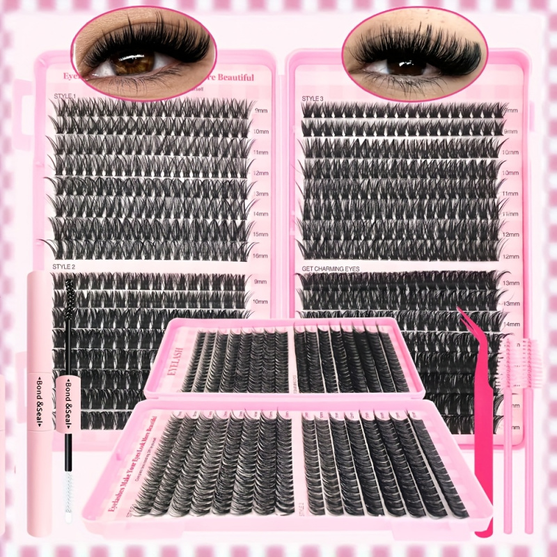 Eyelash Extension Last - 30/40/50/60/80/100D, Grube 9-16mm Różowe Rzęsy w