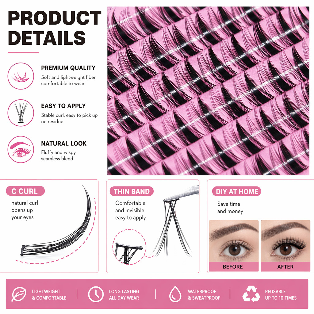QIUNING Zestaw Kępek Rzęs Mang – Eyelash Extension Wet Look recenzja i cena
