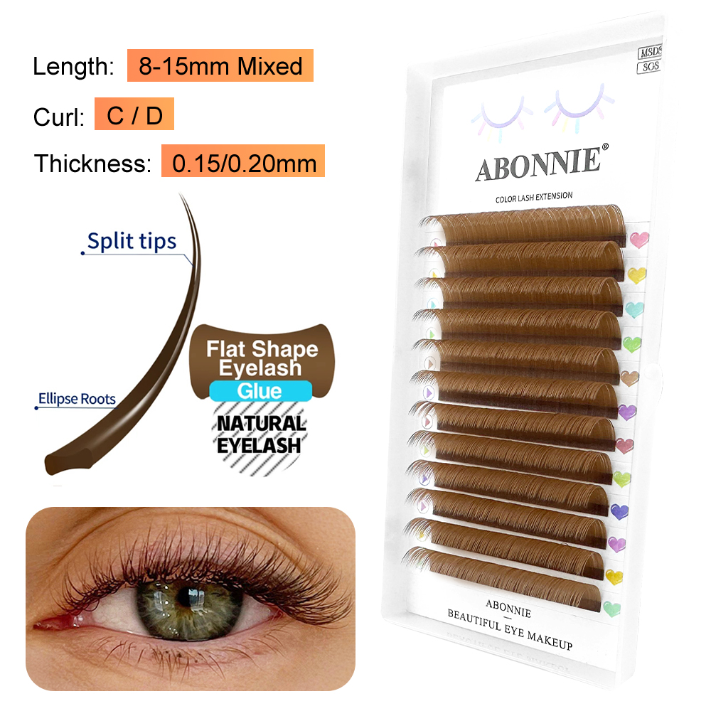 ABONNIE Brązowe Elipsy Płaskie – Eyelash Extension Human Hair recenzja i cena